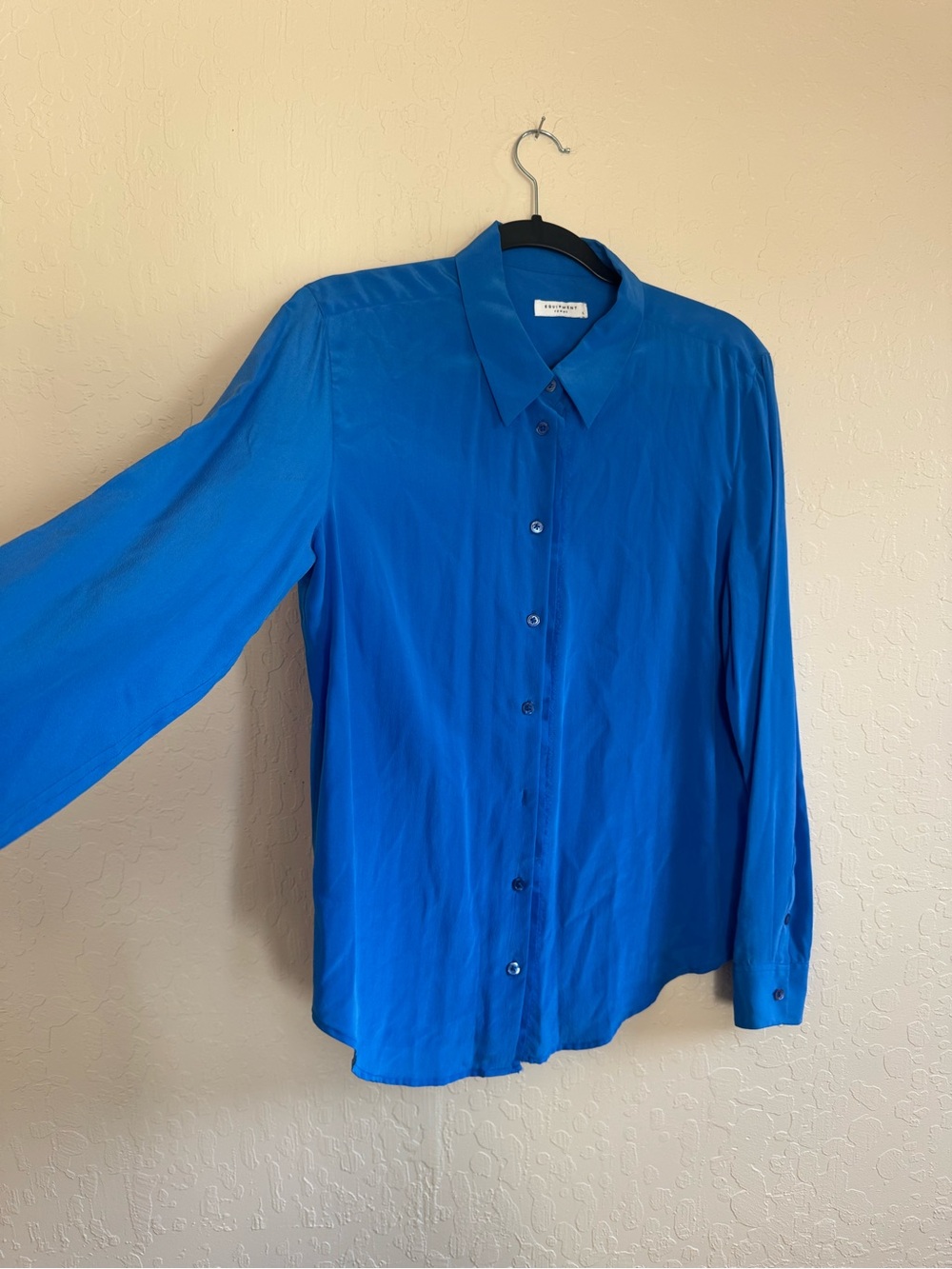 Equipment 100% Silk Button-Down Shirt in Bright Blue